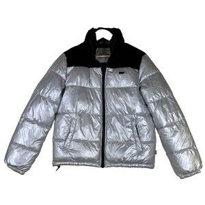 Levi Strauss Co Women's Puffer Jacket Sz XS Silver‎ Color Block Winter Coat